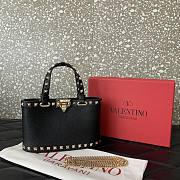 	 Colestore Valentino Rockstud Mini Shopping Bag In Grainy Calfskin Black 18.5x12.5x5.5cm - 1