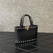 	 Colestore Valentino Rockstud Mini Shopping Bag In Grainy Calfskin Black 18.5x12.5x5.5cm - 6