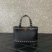 	 Colestore Valentino Rockstud Mini Shopping Bag In Grainy Calfskin Black 18.5x12.5x5.5cm - 5