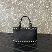 	 Colestore Valentino Rockstud Mini Shopping Bag In Grainy Calfskin Black 18.5x12.5x5.5cm - 3