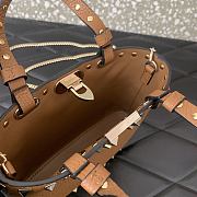	 Colestore Valentino Rockstud Mini Shopping Bag In Grainy Calfskin Saddle Brown 18.5x12.5x5.5cm - 4