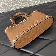 	 Colestore Valentino Rockstud Mini Shopping Bag In Grainy Calfskin Saddle Brown 18.5x12.5x5.5cm - 2