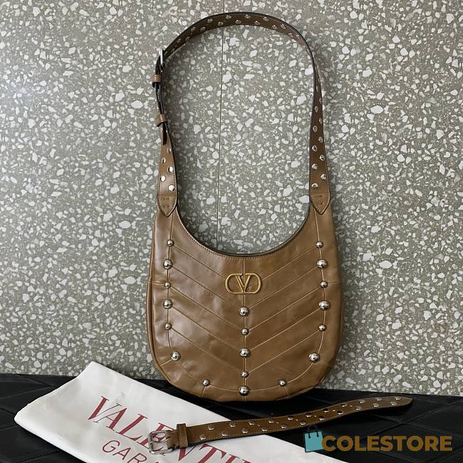 Colestore Valentino Garavani stud-embellished Vlogo shoulder bag Caramel 28x21.5x3cm - 1