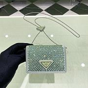 Colestore Prada Cardholder with Shoulder Strap and Crystals Wallet Mint Leather 11.5x8cm - 1