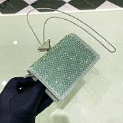 Colestore Prada Cardholder with Shoulder Strap and Crystals Wallet Mint Leather 11.5x8cm - 5
