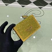 Colestore Prada Cardholder with Shoulder Strap and Crystals Wallet Yellow Leather 11.5x8cm - 5