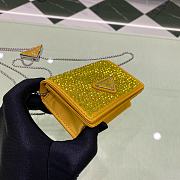 Colestore Prada Cardholder with Shoulder Strap and Crystals Wallet Yellow Leather 11.5x8cm - 3