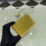 Colestore Prada Cardholder with Shoulder Strap and Crystals Wallet Yellow Leather 11.5x8cm - 2