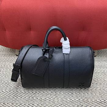 Colestore Louis Vuitton Keepall Shoulder Bag 35 Black Waxed calfskin M15249 34 x 21 x 16cm