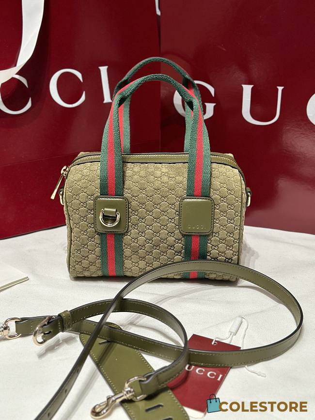 Colestore Gucci Mini GG handbag in green GG suede 20x13x13cm - 1