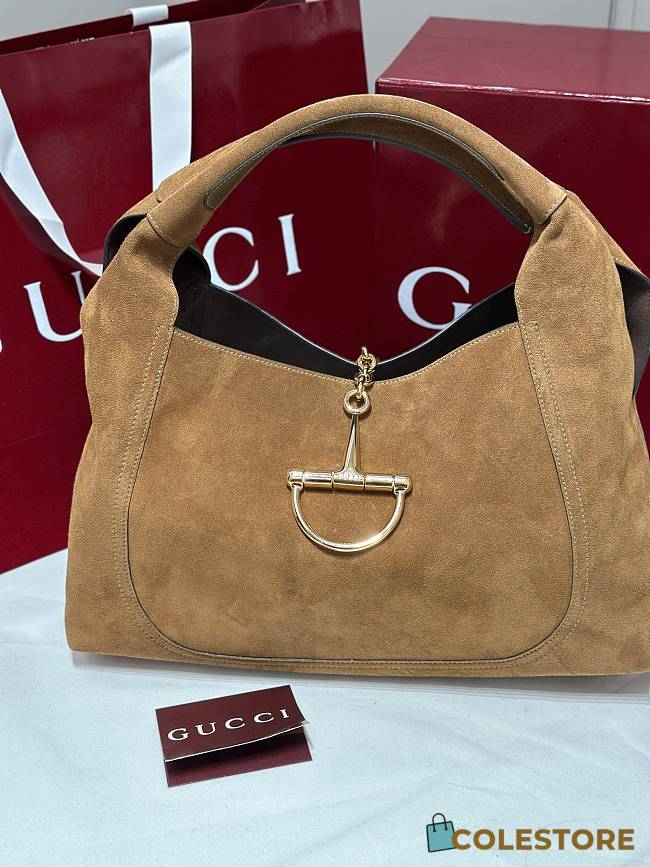 Colestore Gucci Softbit maxi shoulder bag in brown suede 46x26x16cm - 1