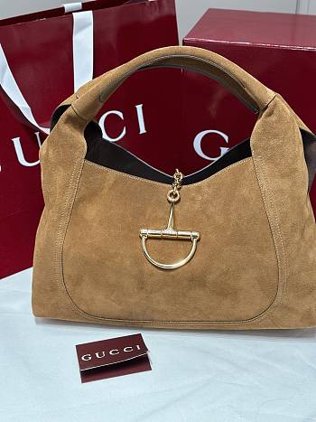 Colestore Gucci Softbit maxi shoulder bag in brown suede 46x26x16cm