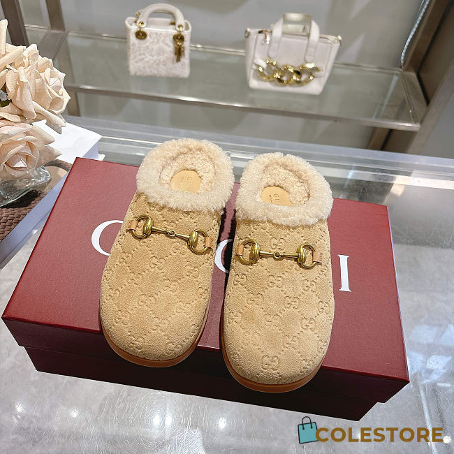 Colestore Gucci Women's Mule with Horsebit in Beige GG suede - 1