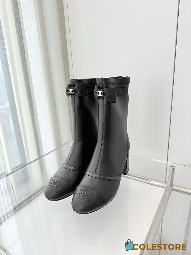 Colestore Chanel Low-cut Boots Sheepskin Black - 1