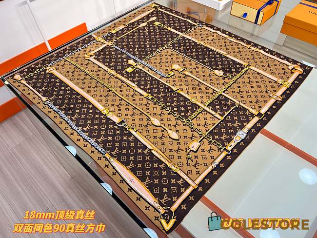 Colestore Louis Vuitton Monogram Confidential 90 Square Silk Scarf Brown - 1