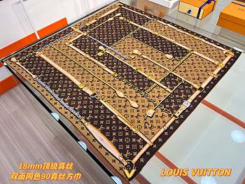 Colestore Louis Vuitton Monogram Confidential 90 Square Silk Scarf Brown