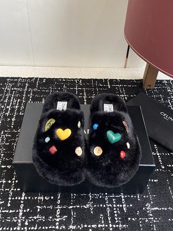 Colestore Chanel Classic Four-Season CC Furry Slippers Black