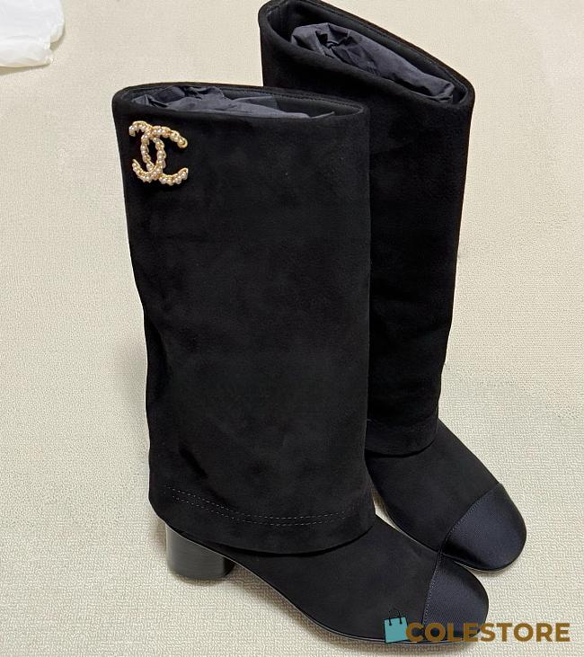 Colestore Chanel High-top Boots Black Suede - 1