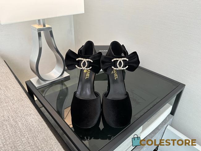 Colestore Chanel Black Velvet Bow Heels  - 1