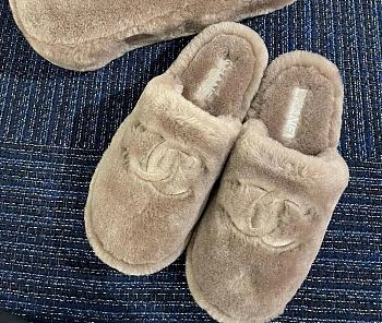 Colestore Chanel Slippers Double-sided Sheared Wool Light Brown