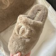 Colestore Chanel Slippers Double-sided Sheared Wool Light Brown - 4