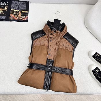 Colestore Louis Vuitton Monogram Accent Leather-Trim Down Vest