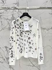 Colestore Dior Embroidered Sweater White Alpaca, Cashmere and Silk Knit with Multicolor Butterflies & Iris Motif - 1