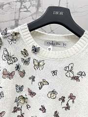 Colestore Dior Embroidered Sweater White Alpaca, Cashmere and Silk Knit with Multicolor Butterflies & Iris Motif - 4