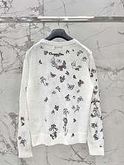 Colestore Dior Embroidered Sweater White Alpaca, Cashmere and Silk Knit with Multicolor Butterflies & Iris Motif - 2