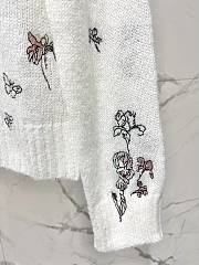 Colestore Dior Embroidered Sweater White Alpaca, Cashmere and Silk Knit with Multicolor Butterflies & Iris Motif - 3