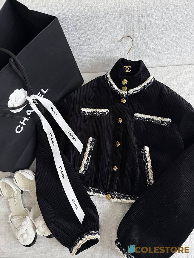 Colestore Chanel Jacket Velvet  Black, Gold & White - 1