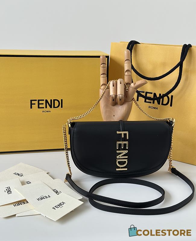 Colestore Fendi Fendigraphy Wallet on Chain Leather Black 20x4x13cm - 1