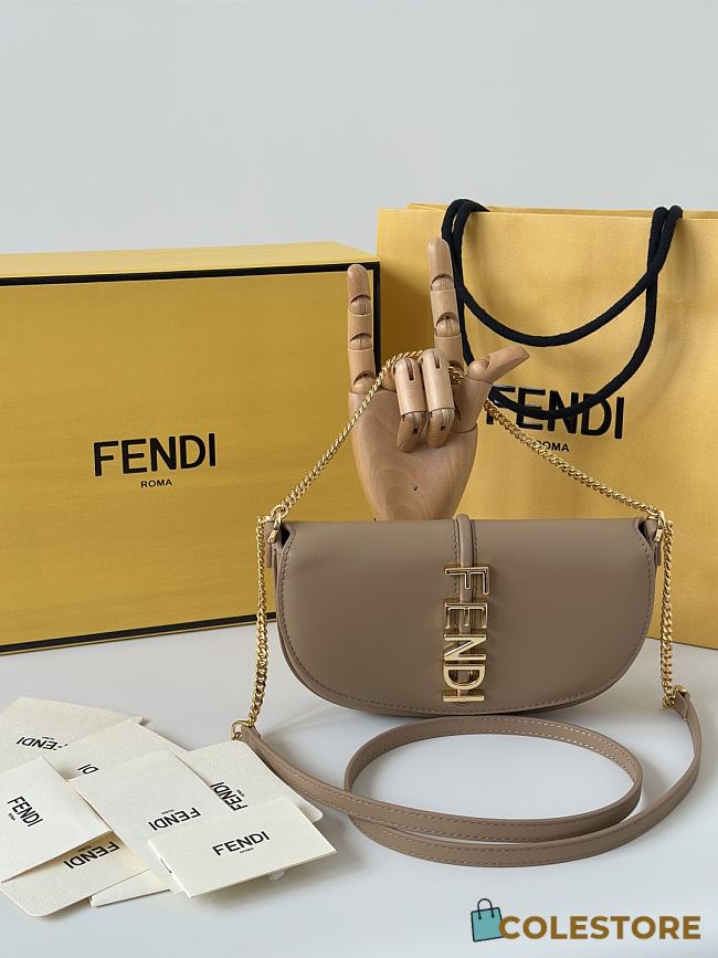 	 Colestore Fendi Fendigraphy Wallet on Chain Leather Brown 20x4x13cm - 1
