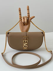 	 Colestore Fendi Fendigraphy Wallet on Chain Leather Brown 20x4x13cm - 3