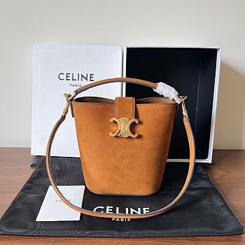 Colestore Celine Mini Bucket Louise In Nubuck Camel 13.5x16x10cm