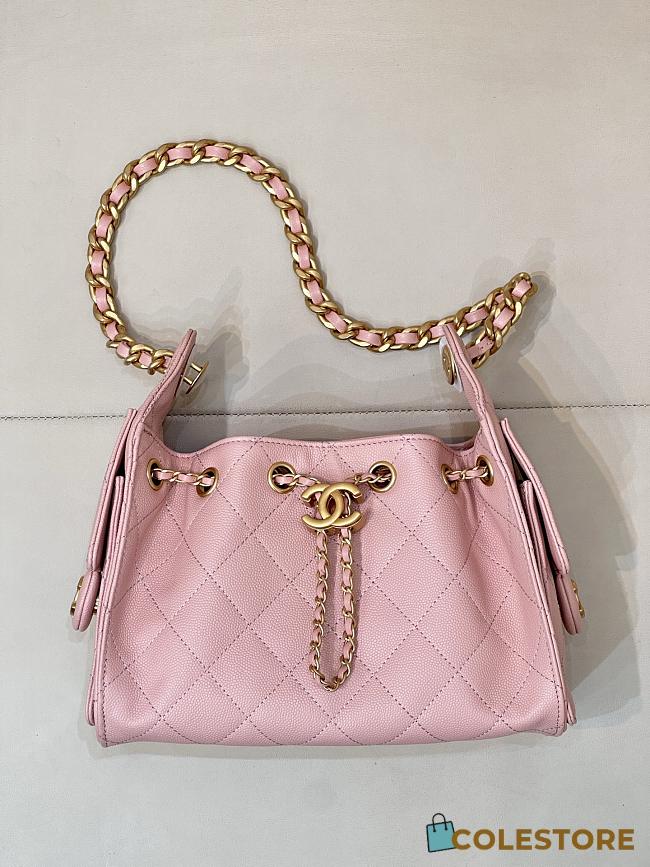 Colestore Chanel 25 Mini Handbag Grained Calfskin & Gold-Tone Metal Pink 20x22x12.5cm - 1
