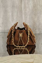 Colestore Chanel 25 Mini Handbag Suede & Gold Metal Dark Brown 20x22x12.5cm - 1