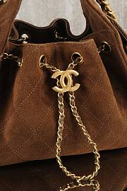 Colestore Chanel 25 Mini Handbag Suede & Gold Metal Dark Brown 20x22x12.5cm - 6
