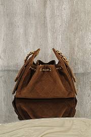 Colestore Chanel 25 Mini Handbag Suede & Gold Metal Dark Brown 20x22x12.5cm - 4