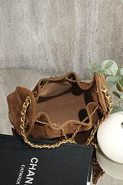 Colestore Chanel 25 Mini Handbag Suede & Gold Metal Dark Brown 20x22x12.5cm - 3