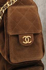 Colestore Chanel 25 Mini Handbag Suede & Gold Metal Dark Brown 20x22x12.5cm - 2