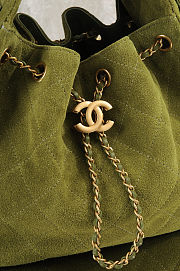 Colestore Chanel 25 Mini Handbag Suede & Gold Metal Green 20x22x12.5cm - 6