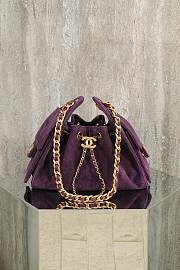 Colestore Chanel 25 Mini Handbag Suede & Gold Metal Dark Purple 20x22x12.5cm - 1