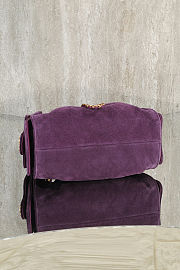 Colestore Chanel 25 Mini Handbag Suede & Gold Metal Dark Purple 20x22x12.5cm - 6