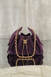 Colestore Chanel 25 Mini Handbag Suede & Gold Metal Dark Purple 20x22x12.5cm - 5
