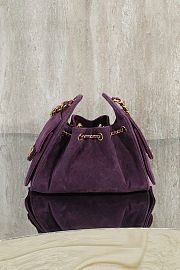 Colestore Chanel 25 Mini Handbag Suede & Gold Metal Dark Purple 20x22x12.5cm - 4