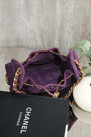 Colestore Chanel 25 Mini Handbag Suede & Gold Metal Dark Purple 20x22x12.5cm - 3