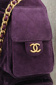Colestore Chanel 25 Mini Handbag Suede & Gold Metal Dark Purple 20x22x12.5cm - 2