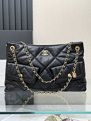 Colestore Chanel Shopping bag, Shiny lambskin & gold-tone metal Black 38x11x26cm - 1