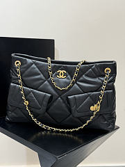 Colestore Chanel Shopping bag, Shiny lambskin & gold-tone metal Black 38x11x26cm - 3